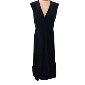 Size 8 Anne Klein Black Midi Womens Dress Velour Striped Semi Formal